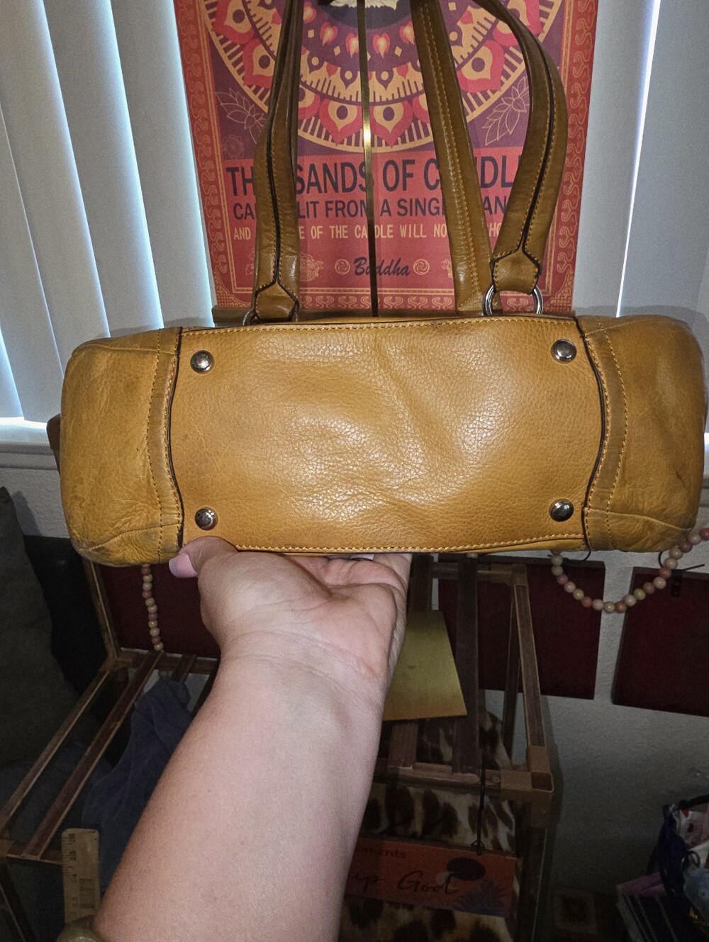 B. Makowsky Yellow Leather Shoulder Bag- Rehab Project - Picture 4 of 13